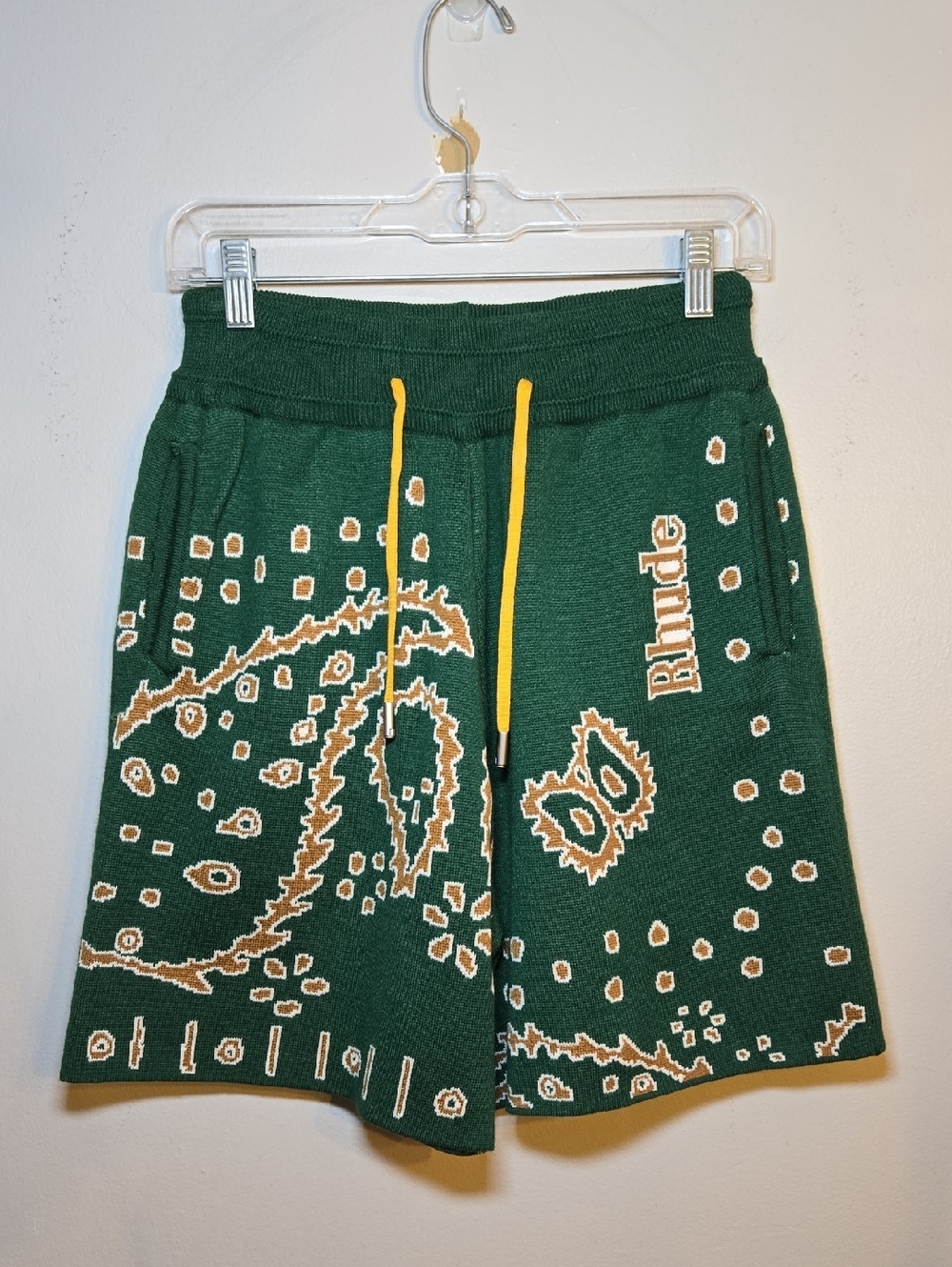 Rhude Knit Bandamana Supima Cotton Pocket Drawstring Waist Mens Shorts NWT